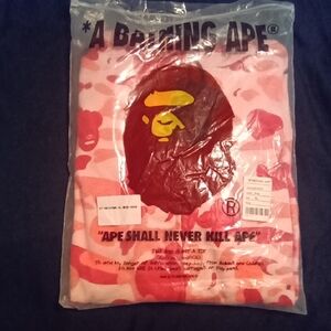 Bape Pink and Red Leather Jacket